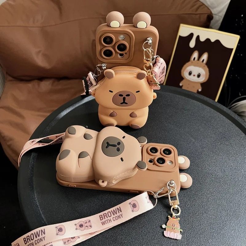 Capybara 3D Pouch iPhone Case - Cute Protective Cover