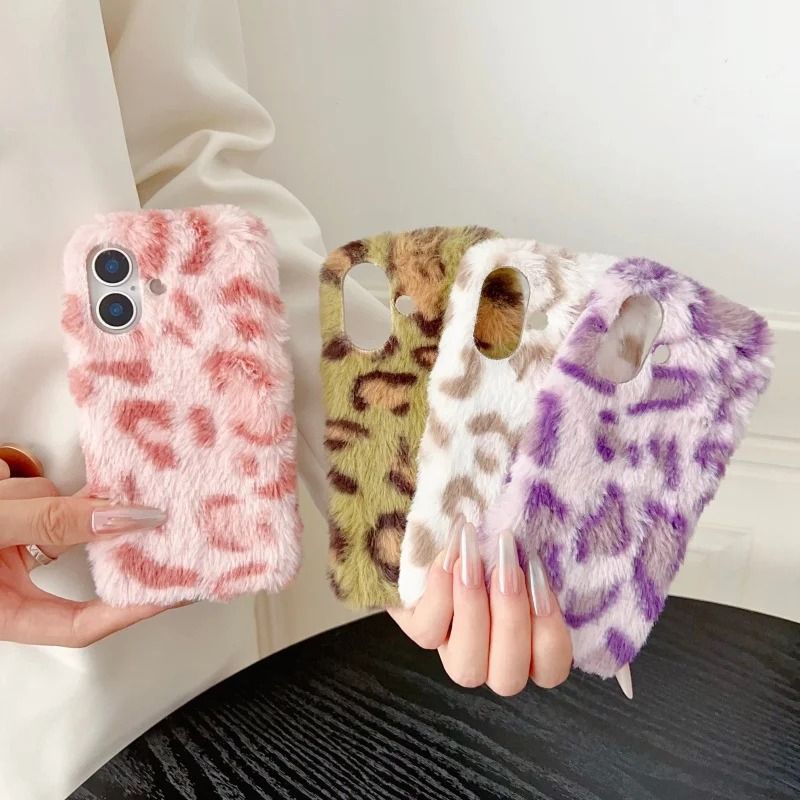 Leopard Plush iPhone Case - Cute Protective Cover