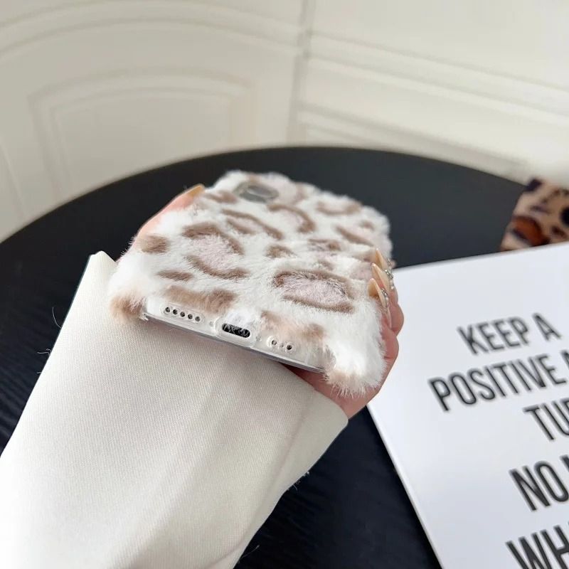 Leopard Plush iPhone Case - Cute Protective Cover