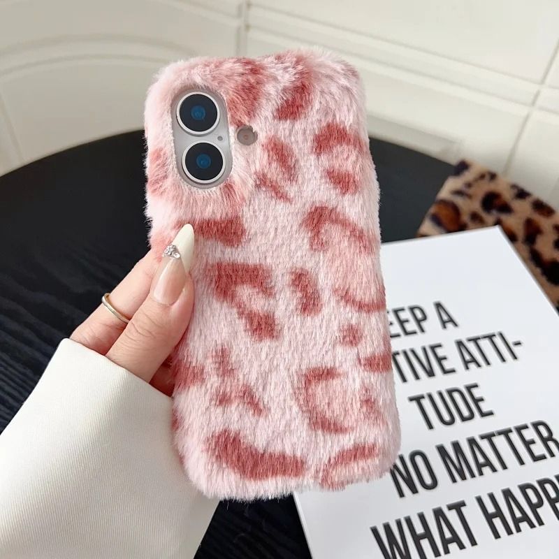 Leopard Plush iPhone Case - Cute Protective Cover
