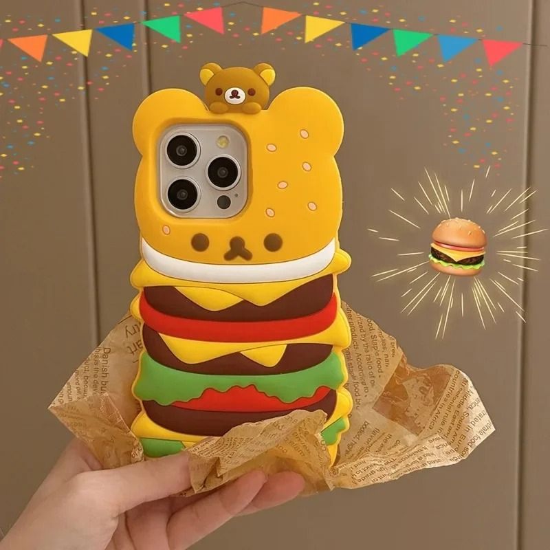 Burger Teddy iPhone Case - Cute Protective Cover