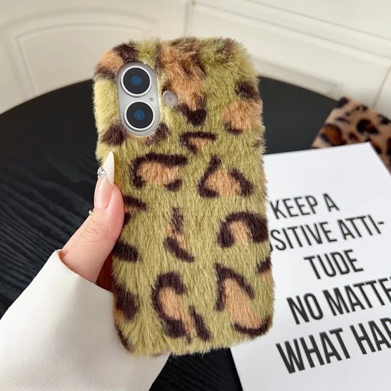 Leopard Plush iPhone Case - Cute Protective Cover