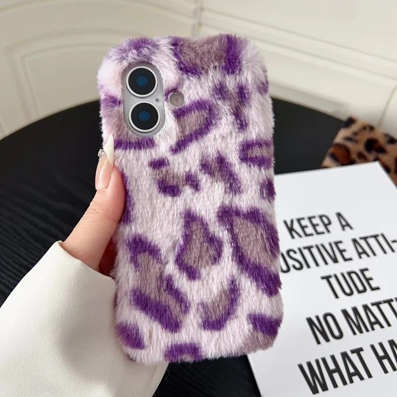 Leopard Plush iPhone Case - Cute Protective Cover