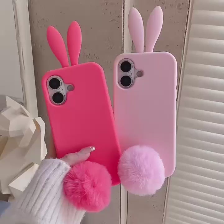 Load video: Cartoon Bunny iPhone Case - Cute Protective Cover